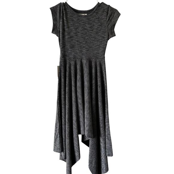 NEW Joyfolie Mia Joy Black Gray Asymmetrical Ribbed Girls Dress sz 8 - Picture 1 of 3